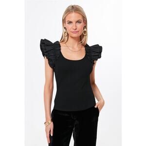 Tuckernuck Pomander Place Black Ruffle Rita Ruffle Top size M